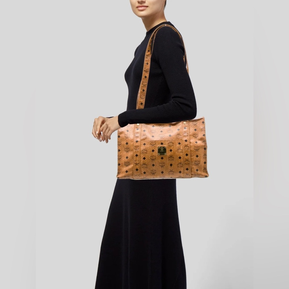 MCM Logo Print Shoulder Bag / Brown